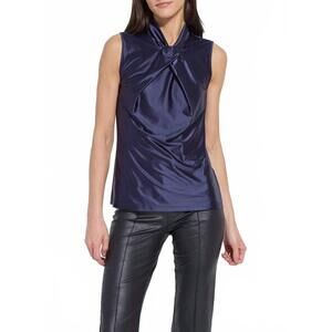 NEW LYSSE branca halter draped top in indigo shade